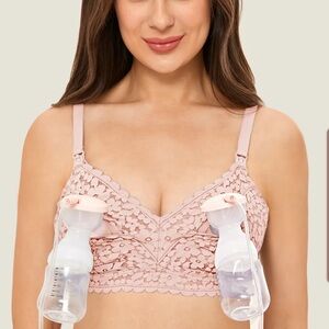Momanda Lace Hands Free Pumping Bra - Gentle Rose, 32C